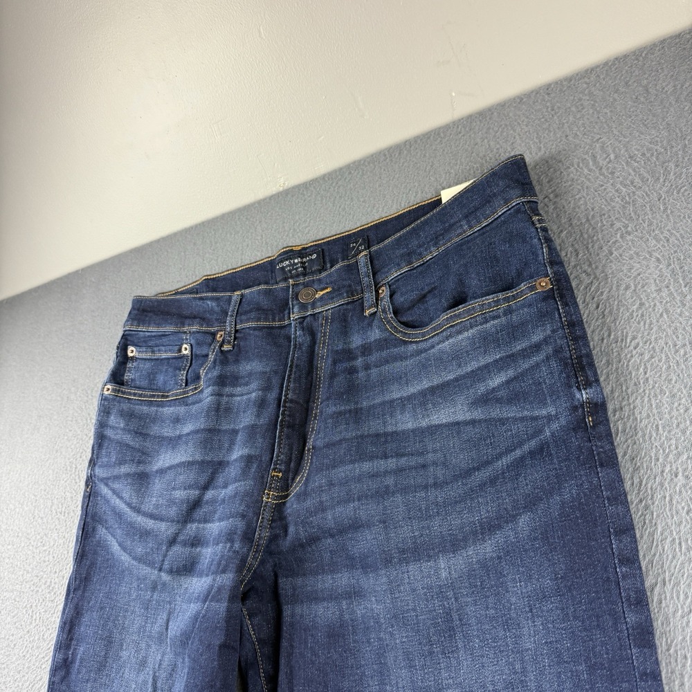 Lucky Brand Jeans Men's 36x32* Blue 410 Athletic Straight Whiskered Stretch NEW